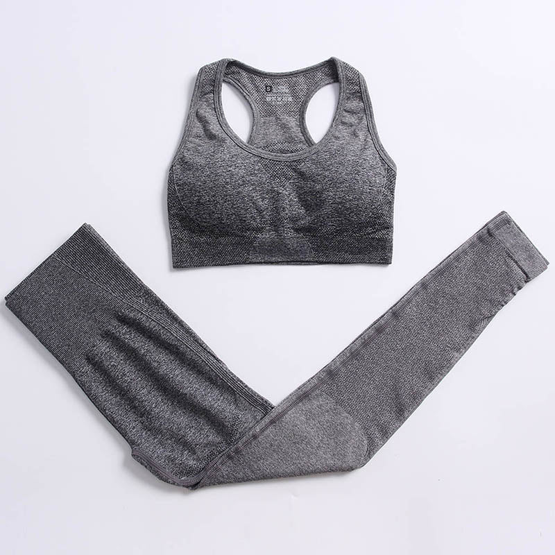 Ombre Seamless Yoga Set Long Sleeve Women Gym Crop Top Sportswear Bra High Waist Leggings Workout Outfit Fitness Yoga Clothing