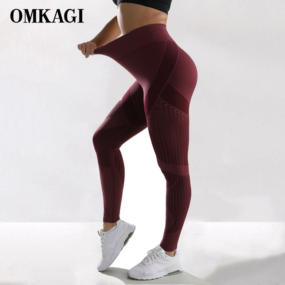 OMKAGI High Waist Yoga Pants Butt Lifting Women Tights Hollow Out Leggings Sport Femme Fitness Workout Sport Yoga Leggings Women