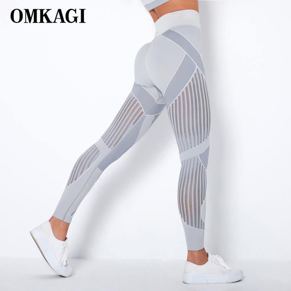 OMKAGI High Waist Yoga Pants Butt Lifting Women Tights Hollow Out Leggings Sport Femme Fitness Workout Sport Yoga Leggings Women