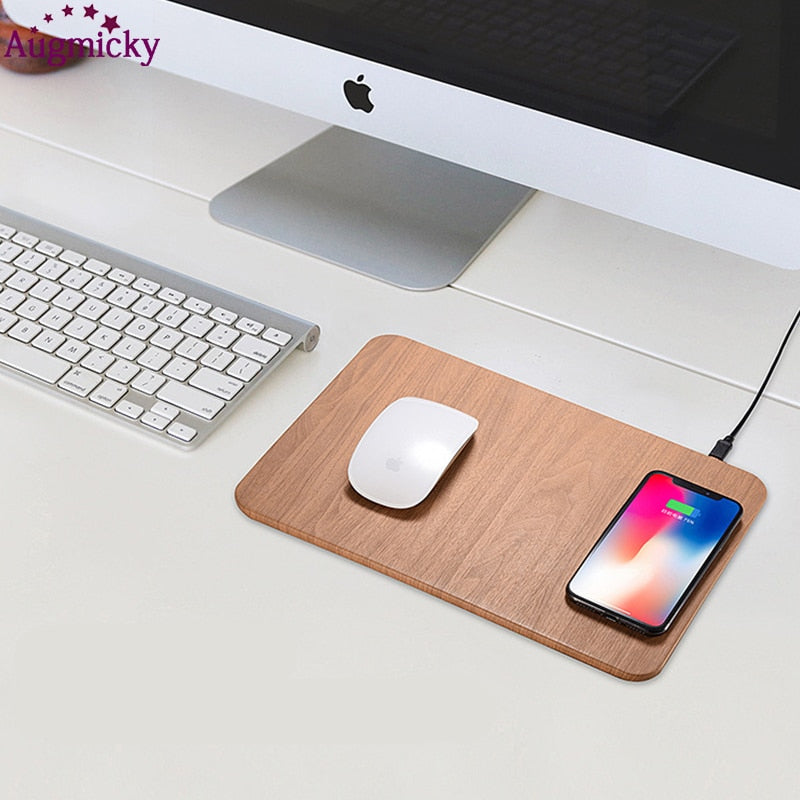 Mobile Phone Qi Wireless fast Charger Charging Mouse Pad Mat desktop PU Leather Mousepad for iPhone X/8 Plus Samsung S8 Note 8