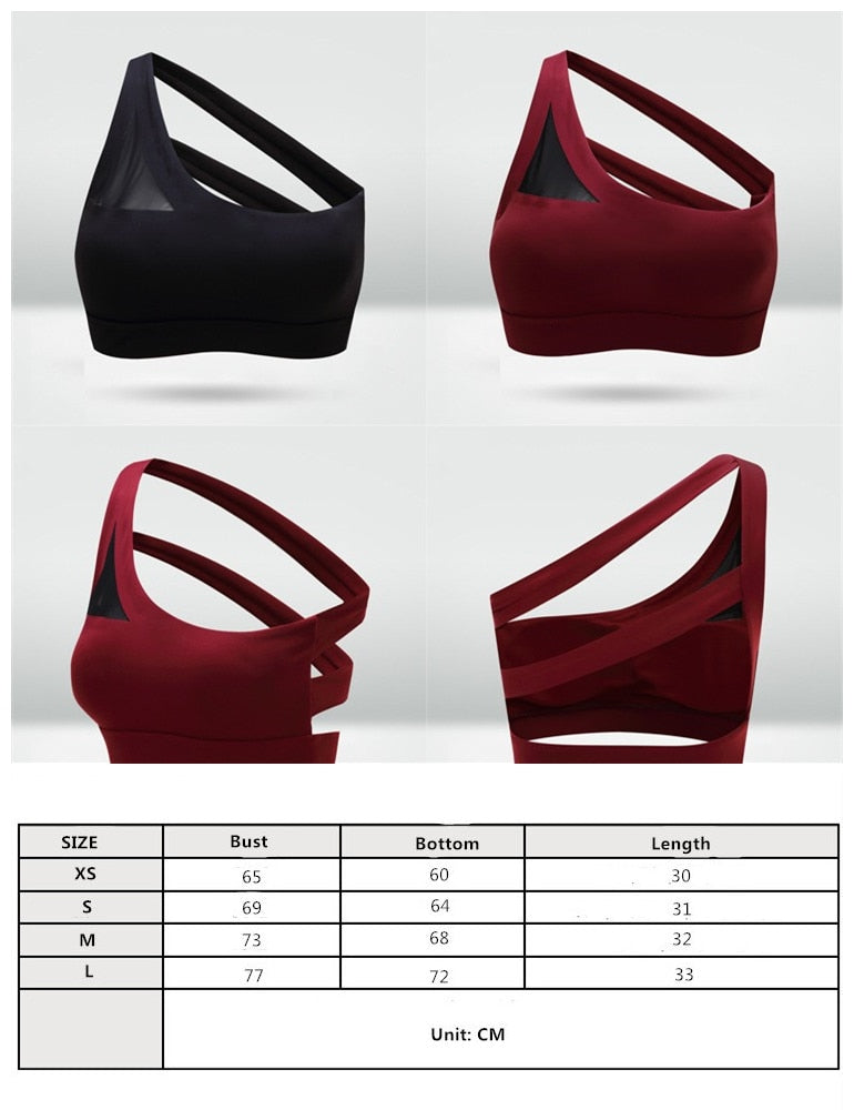 Mermaid Curve 2022 New Oblique One Shoulder Strap Women&#39;s Sports Bra Hollow out Back Lines Strenuous Exercise fitness bra Tops