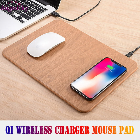 Mobile Phone Qi Wireless fast Charger Charging Mouse Pad Mat desktop PU Leather Mousepad for iPhone X/8 Plus Samsung S8 Note 8