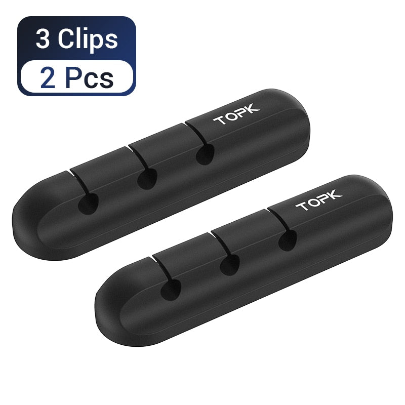 TOPK L16 Cable Organizer Silicone USB Cable Winder Desktop Tidy Management Clips Cable Holder for Mouse Headphone Wire Organizer