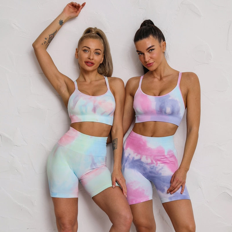 NEW Seamless Yoga Suit Women&#39;s Tracksuit Gym Clothes Workout Set Sportwear Outfit Fitness Clothing Tie Dye High Waist Leggings